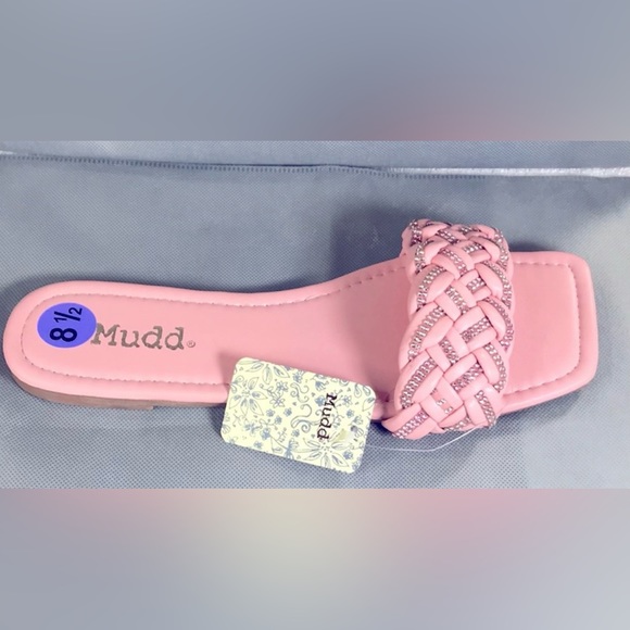 NWOB MUDD Pink With Diamond Woven Leather Squared Toe Slip On Size 8.5 - Picture 9 of 9